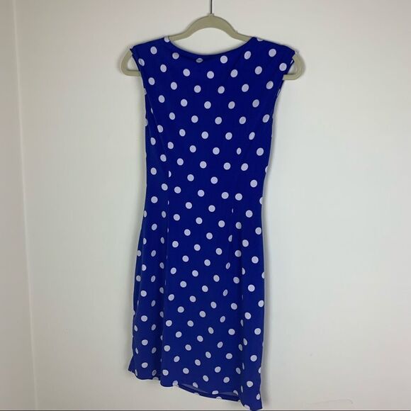 Ann Taylor Blue Polka Dot Sleeveless Dress Sz XS - Picture 3 of 8